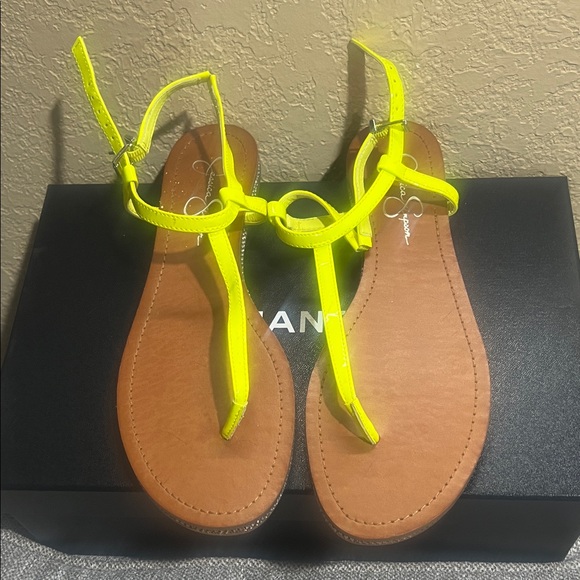 Jessica Simpson Shoes - Jessica Simpson Neon Yellow T-Strap Sandals